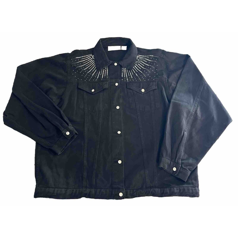 Christine Alexander XL Denim Embellished Jacket   Black